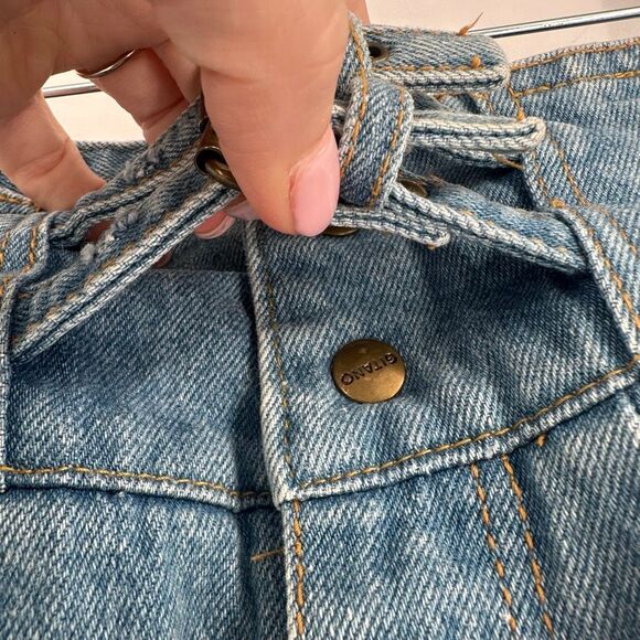 Vintage 80s Gitano Double Belted Denim Skirt Size 11/12 Made in Hong Kong - Picture 6 of 11